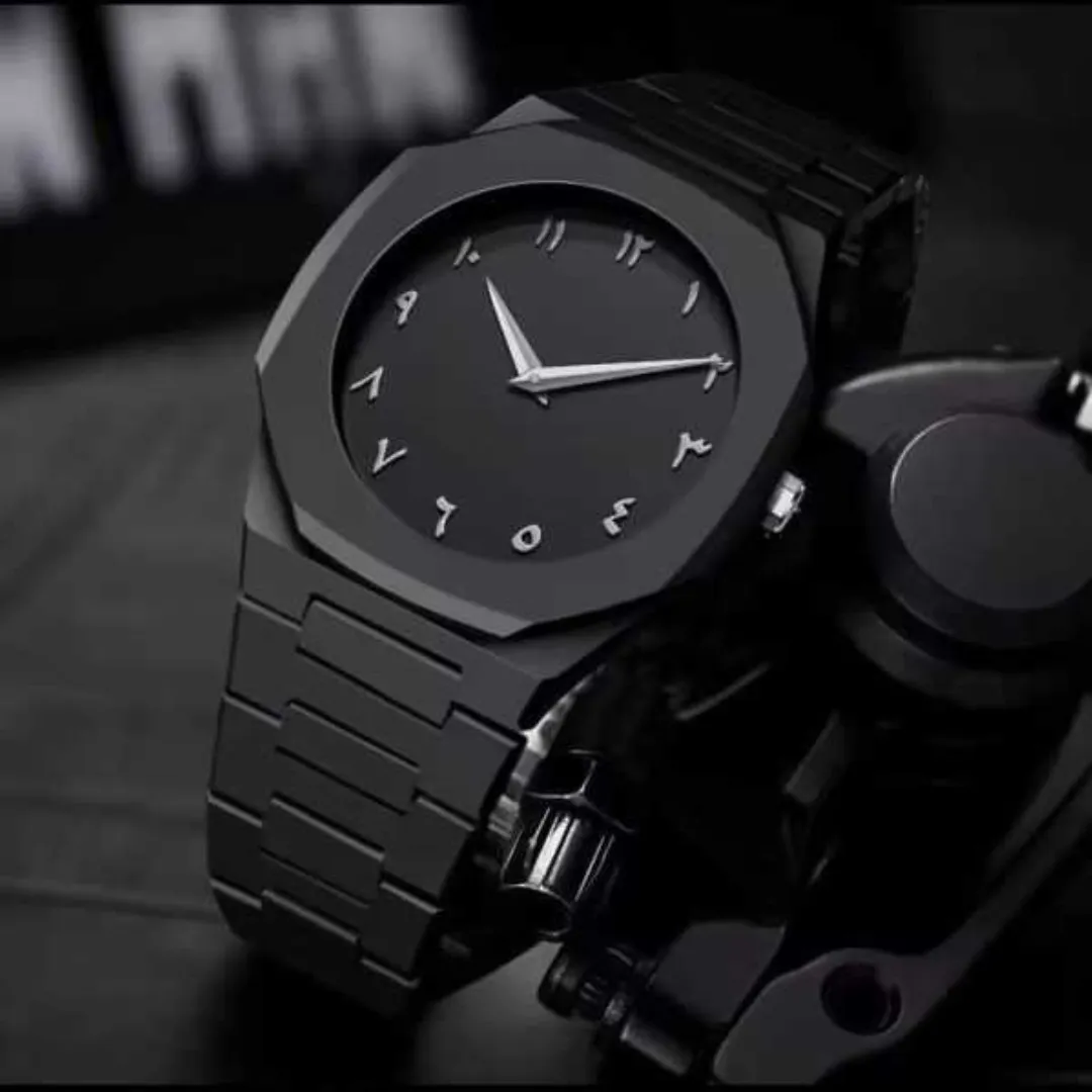 Aura Quartz Watch Black Lightweight Design Arabic